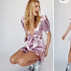 LoveShackFancy Gabriella metallic pink mini dress (DEFECTIVE)